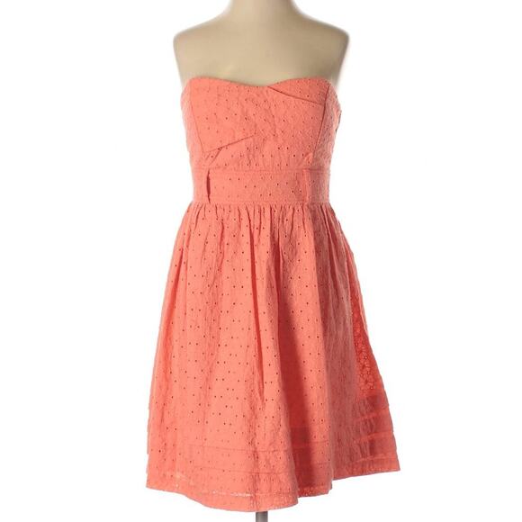 City Studio strapless orange eyelet party event dress - Picture 1 of 7